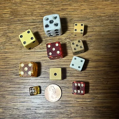 Vintage Dice 10 Pieces Mix Lot Bone Wood Translucent • $19