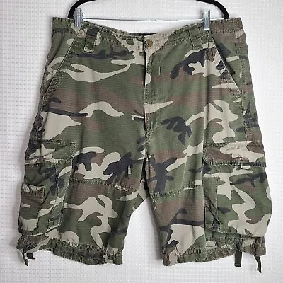 CSG Mens Sz 40 Green Camo RipStop Cargo Shorts EUC Reinforced Durable Work • $29.99