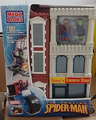 Mega Bloks 1969 The Amazing Spider-Man & Green Goblin Marvel City Tower Building • $150