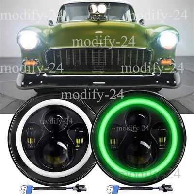 Fit Chevy Two-Ten Series 1953-1957 Green Halo 7 Inch Round Headlights Hi/Lo Beam • $58.79