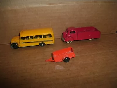 Tootsietoy 1950's Ford School Bus & Box Truck & U-Haul Trailer • $15