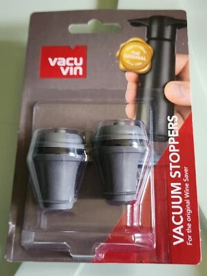 $7.99 • Buy Vacu Vin Wine Saver Vacuum Stoppers Set Of 2 – Grey																									