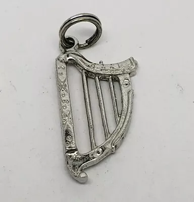 Vintage Sterling Silver Harp Music Bracelet Charm • $18