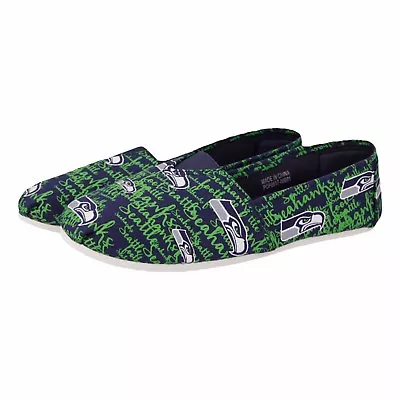 Football Women's Script Canvas Shoes Slide Slip On Flats New - Pick Team & Size • $22.31