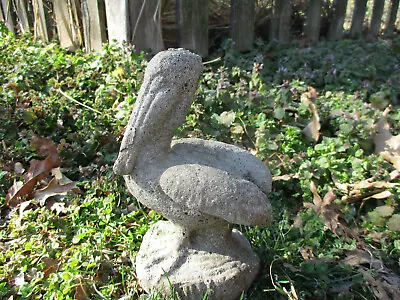  Adorable Weathered Baby Pelican Bird Vintage Cement Concrete Garden Statue  • $69.99