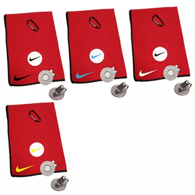 Golf Towel Red 16x16in (Ball Marker & Magnetic Clip Available) • $18.99