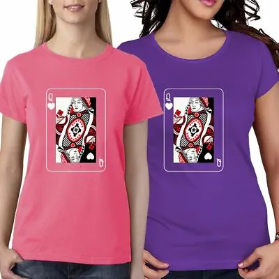 £6.99 • Buy Queen OF Heart Card T Shirt Womens Ladies Girls Short Sleeve Top Lot