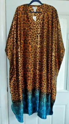  New Sante Muu Mumu 1x 2x 3x Kaftan Caftan House Dress Leopard Brown Black Teal • $21.99