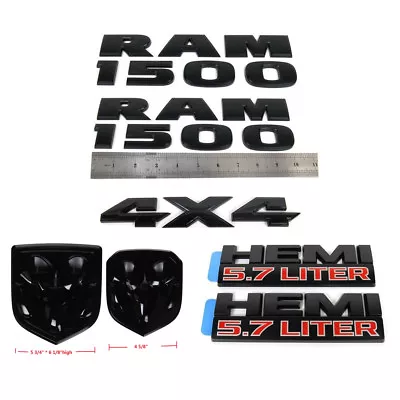 Set OEM RAM 1500 4X4 Grille Tailgate 5.7 Liter HEMI Emblem Badge Black • $99.91