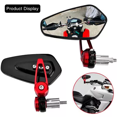 7/8  Universal Handle Bar End Rearview Side Mirrors For Honda Yamaha Motorcycle • $23.90