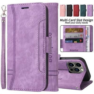 $5.99 • Buy For IPhone 14 Pro Max 14 13 12 11 XS XR Magnetic Leather Wallet Card Holder Case