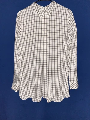 $15 • Buy J. Jill Plaid Peter Pan Collar Windowpane Button Back Blouse Size Large