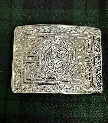   Scottish Highland CELTIC ETERNITY KNOT Kilt Belt Buckle Nicke Chrome • $14.99