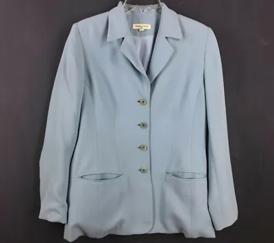 AMANDA SMITH Women's Light Sky Blue Button Front Lined Blazer Suit Jacket (6)  • $19.99