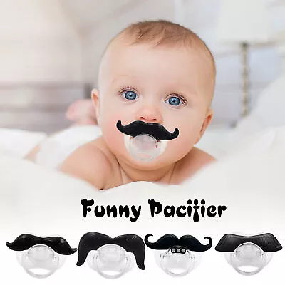 Funny Moustache Dummy Dummies Pacifier Novelty Baby Child Soother Lips Joke • $7.42