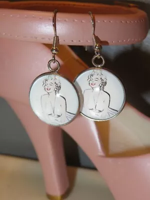 Marilyn Monroe Glass Cabochon Dangle Earrings  • $6.99