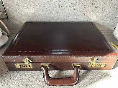 FRANZEN Briefcase Top Grain Leather Briefcase Suede Lined Combo Lock Attache Vtg • $69.99