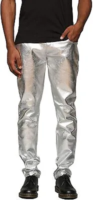 COOFANDY Mens Metallic Shiny Jeans Christmas Party Dance Disco Nightclub Pants S • $69.28