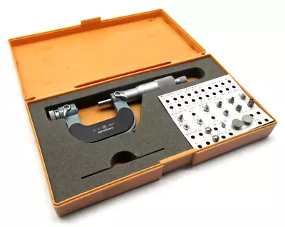 MITUTOYO 0-1  INTERCHANGEABLE ANVIL PANA MICROMETER W/ 6 ANVIL PAIRS - #116-105 • $389.99