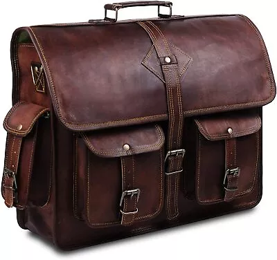 Vintage Brown Real Leather Messenger Laptop Bag Office Briefcase Casual Handbag • $110.17