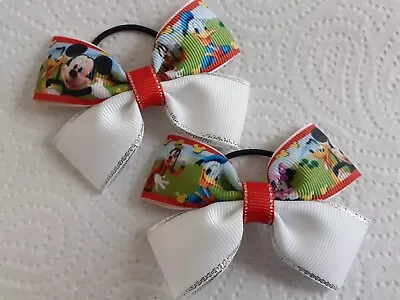  Hand Made Mickey Mouse & Friends Ribbon Hair Bows PAIR  • £3.10