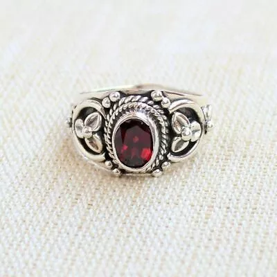 Designer Garnet Ring Handmade 925 Silver Statement Beautiful Ring All Size MK438 • $12.49