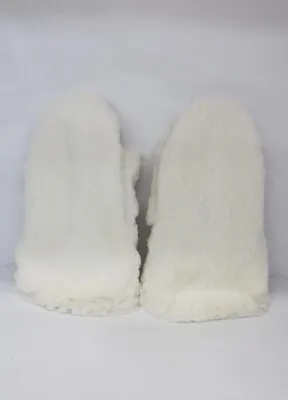 Brand New White Sheared Rabbit Both Sided Fur Mittens Mitts Men Man Size 2xl • $195