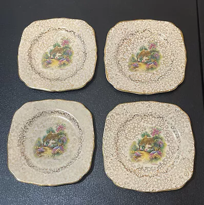 Set Of 4 H & K Tunstall Vintage Sandwich Dessert Plates - Homestead Design. • $34.99
