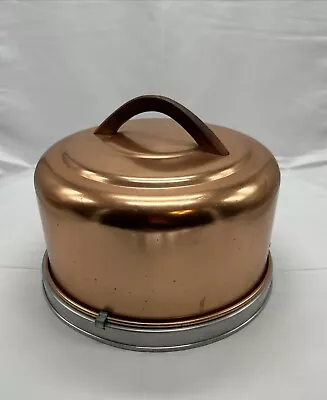 Vintage Rose Gold Mirror Locking Lid Cake Keeper Carrier 2003 CM USA  • $18.99