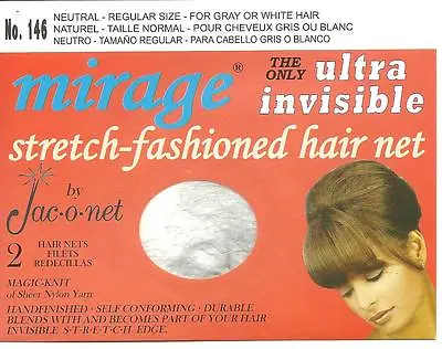 Silver White Grey Thin Jac-O-Net Mirage Retro Very Thin Thin Invisible Hair Net • $3.99