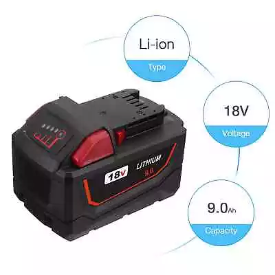 For Milwaukee M18 Lithium  9.0 AH Extended Capacity Battery 48-11-1860 • $30.99