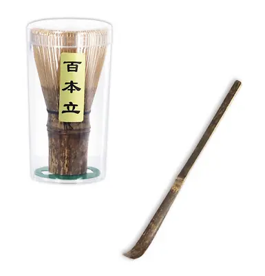 Tea Ceremony Utensil 100 Count Black Bamboo Whisk W/ Chashaku Scoop Matcha Tool • $20.95