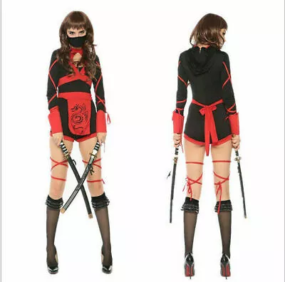 Halloween Ninja Warrior Women Cosplay Costume Fancy Dress Lady Jumpsuit Clothing • £13.99