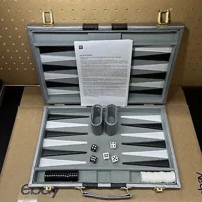 Vintage Gray W/ Black Travel Backgammon Set W/ Case-Complete Set W/ Instructions • $27.95