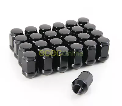 24pc Black 7/16  Bulge Closed Lug Nuts Acorn Cone Conical Seat 19mm Or 3/4  Hex • $25.49