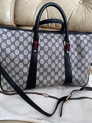 GUCCI Vintage Travel Business Bag GG Ophidia Supreme Sherry Satchel Canvas Web • $575