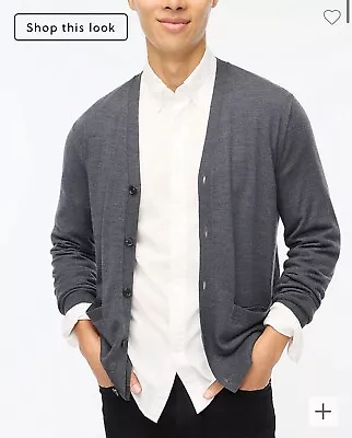 J Crew Men's Merino Wool Cardigan Sweater Size Medium Grey NWT • $50