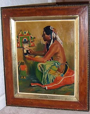 Augustin Martinez 20's Tribal Oil Watercolor Painting Art Signed Antique Vintage • $3993.97