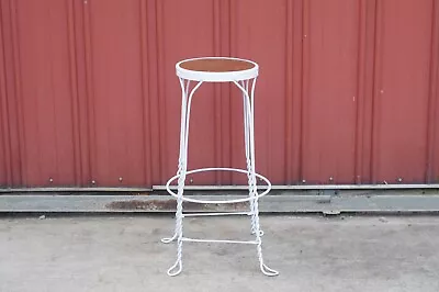 Vintage White Wrought Iron Ice Cream Parlor Stool 29.5  High #2 • $79.99