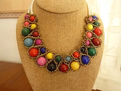 1 X Multi-coloured Wire Metal Detail Necklace - Unbranded • £3