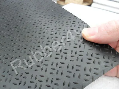 Black MINICHECKER Garage Rubber Flooring Matting 1.6m Wide X 3mm Various Lengths • £1.99