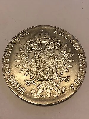 1780 Austria One Thaler Contemporary Forgery￼ Coin Restrike Maria Theresia • $14.93