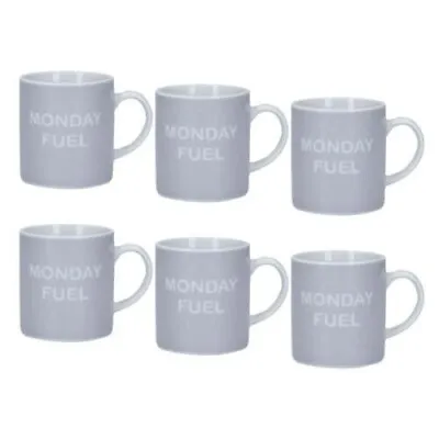 Set Of 6 KitchenCraft Monday Fuel 80ml Porcelain Espresso Cups • £7.99