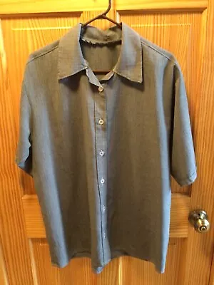 Amish Mennonite Hand Made S/S Gray Plaid 6-Button Shirt C48 EUC Plain Clothing • $14.99