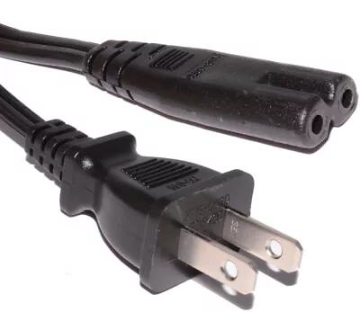 Power Cord - US 2 Pin Plug To C7 Lead Figure Of Eight Fig 8 Cable 1m/3ft/2m/6ft • £3.27