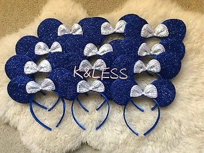 12pc Mickey Mouse Ears Blue Sparkle Headbands Birthday Favors Minnie Costume DIY • $14.90