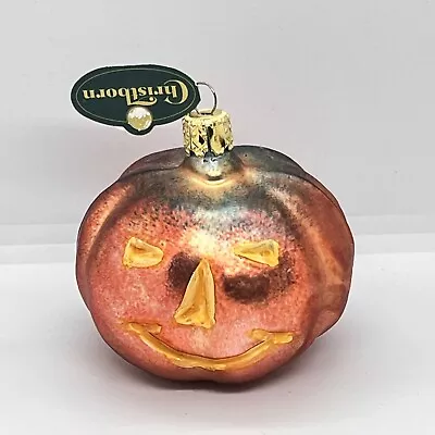 VTG Christborn Jack- O-Lantern Glass Christmas Ornament - Halloween Pumpkin • $65