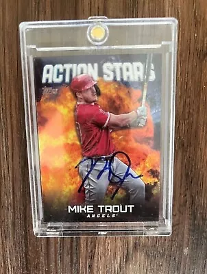 2023 Topps Action Stars Mike Trout Auto Card Angels Baseball On Card • $250