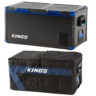 Kings Stayzcool 90L Portable Camping Fridge Freezer Dual Zone + Cover 12V 240V • $798