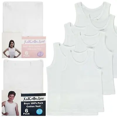 £8.95 • Buy 6 Pack Boys/Girls 100% Pure Cotton Interlock Vests School Uniform 2-13 Years